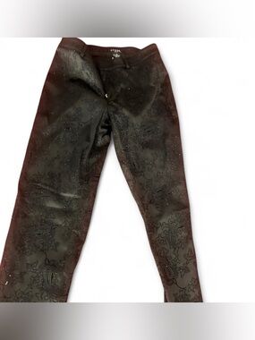 90s Guess Black Paisley-Print Stretch flares
